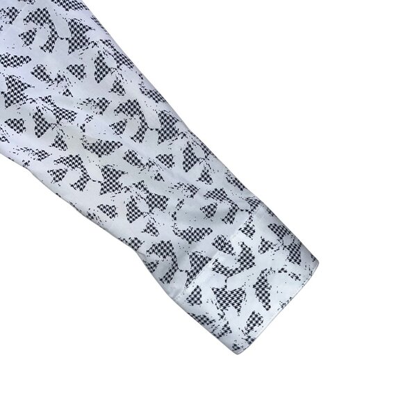 Calvin Klein Mens Long-Sleeve Button-Up Dress Shirt With Houndstooth Print White - Picture 6 of 10